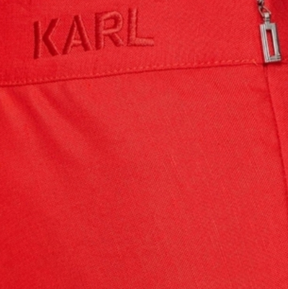 KARL LAGERFELD Elegant Women's Skirt NWT Bright Apple Red Size 12 Midrise. - Picture 3 of 4